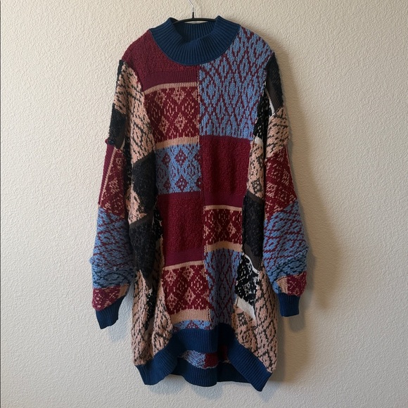 Free People Patched Argyle Knit Sweater Dress - Picture 2 of 9